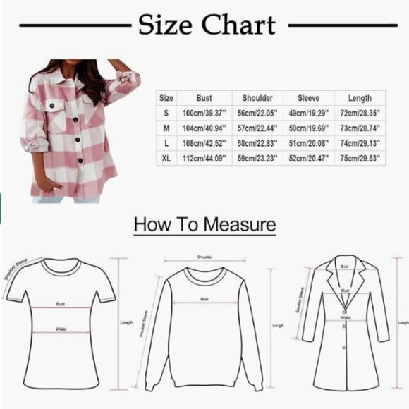 Womens Fall Jackets Plaid Casual Shackets Long Sleeve Button Down Fashion - Picture 14 of 16